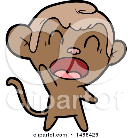 Shouting Cartoon Monkey by lineartestpilot