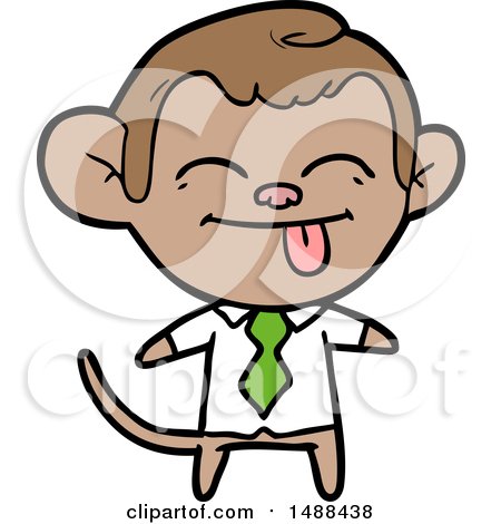 Funny Cartoon Monkey Wearing Shirt and Tie by lineartestpilot