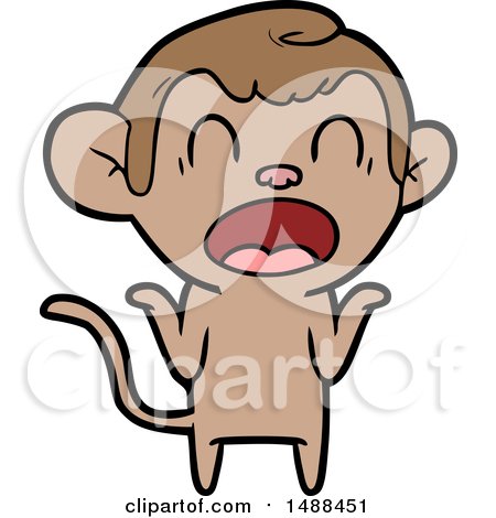 Shouting Cartoon Monkey Shrugging Shoulders by lineartestpilot