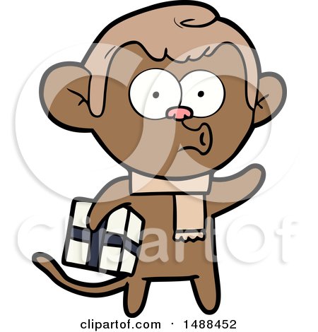 Cartoon Christmas Monkey by lineartestpilot