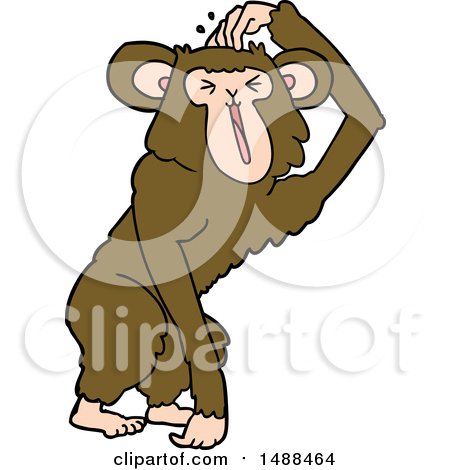 Cartoon Chimp Scratching Head by lineartestpilot