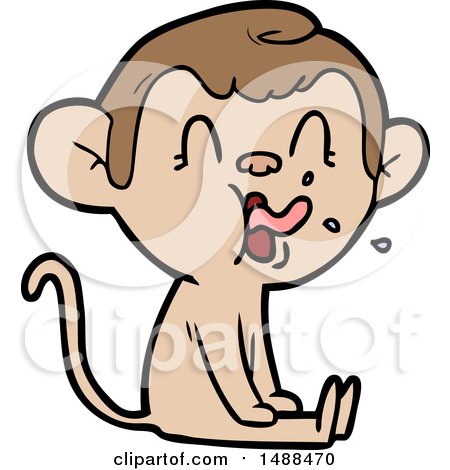 Crazy Cartoon Monkey Sitting by lineartestpilot