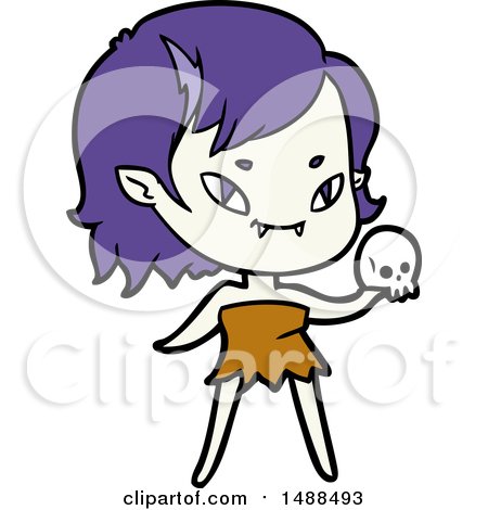 Cartoon Friendly Vampire Girl with Skull by lineartestpilot