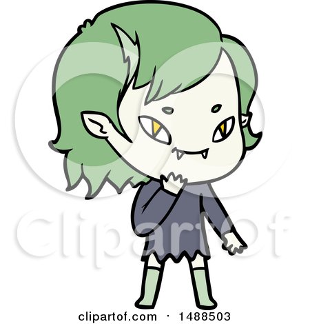 Cartoon Friendly Vampire Girl Considering by lineartestpilot