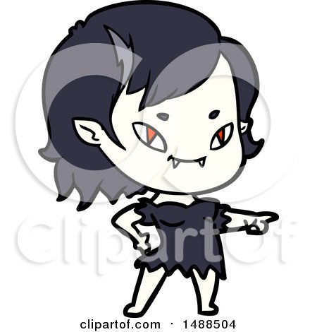 Cartoon Friendly Vampire Girl Pointing by lineartestpilot