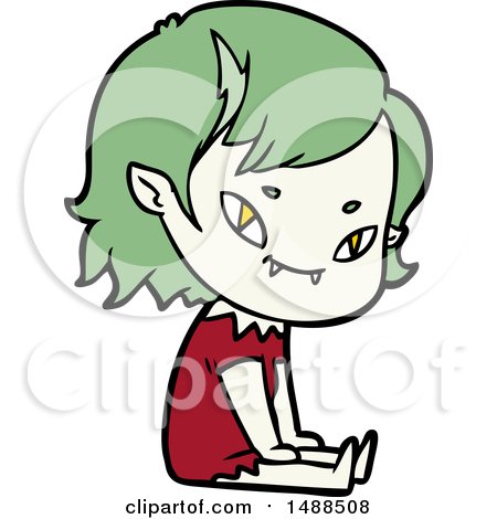 Cartoon Friendly Vampire Girl Sat down by lineartestpilot