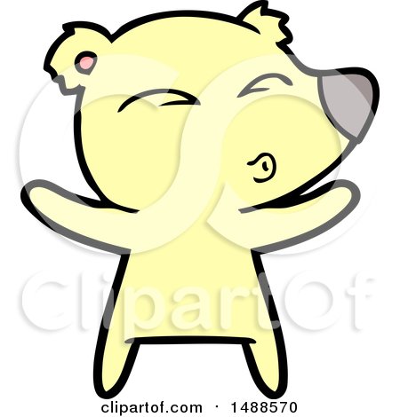 Cartoon Whistling Bear with Open Arms by lineartestpilot