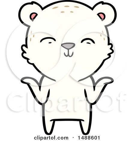 Happy Cartoon Polar Bear Shrugging Shoulders by lineartestpilot