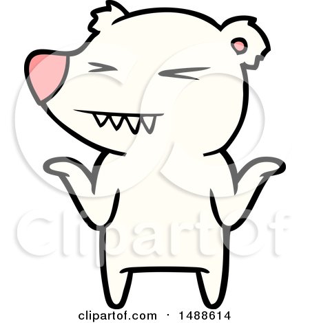Angry Polar Bear Cartoon Shrugging Shoulders by lineartestpilot