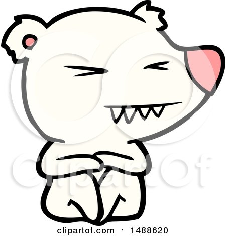 Angry Polar Bear Cartoon Sitting by lineartestpilot