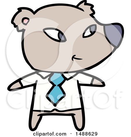 Cute Cartoon Bear in Office Clothes by lineartestpilot