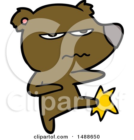 Angry Bear Cartoon Kicking by lineartestpilot