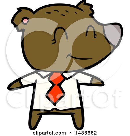 Cartoon Bear in Shirt and Tie by lineartestpilot