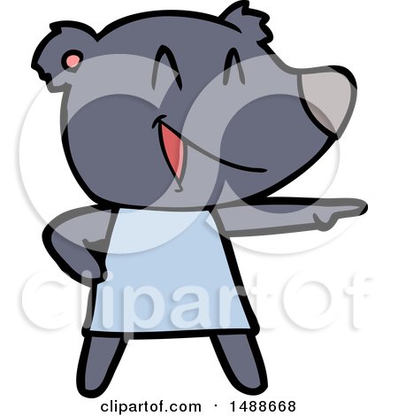 Cartoon Bear in Dress Laughing and Pointing by lineartestpilot