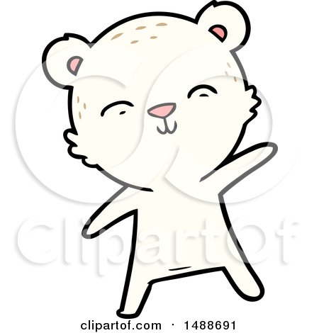 Happy Cartoon Polar Bear Pointing by lineartestpilot
