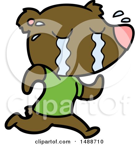 Cartoon Crying Bear Running by lineartestpilot