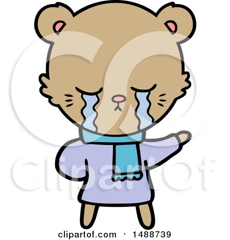 Crying Cartoon Bear Wearing Winter Clothes by lineartestpilot