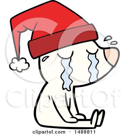 Cartoon Crying Sitting Polar Bear by lineartestpilot