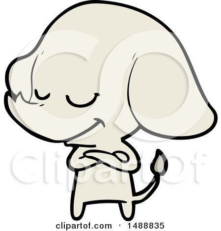 Cartoon Smiling Elephant with Crossed Arms by lineartestpilot