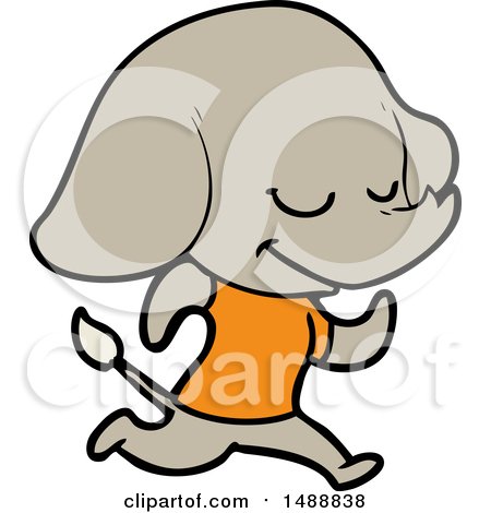 Cartoon Smiling Elephant Running by lineartestpilot
