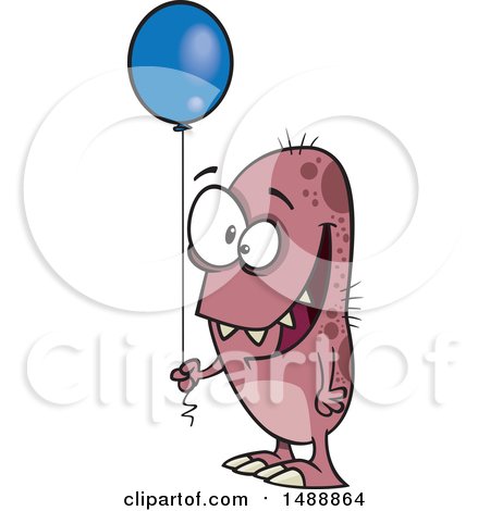 Clipart of a Cartoon Monster Holding a Party Balloon - Royalty Free Vector Illustration by toonaday