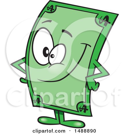 Clipart of a Cartoon Dollar Bill Mascot Character - Royalty Free Vector Illustration by toonaday