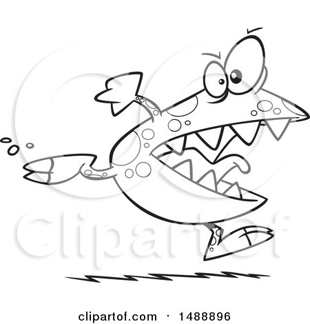 Clipart of a Cartoon Lineart Voracious Monster - Royalty Free Vector Illustration by toonaday