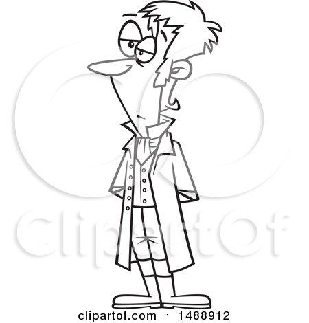 Clipart of a Cartoon Lineart Man, Mr Darcy - Royalty Free Vector Illustration by toonaday