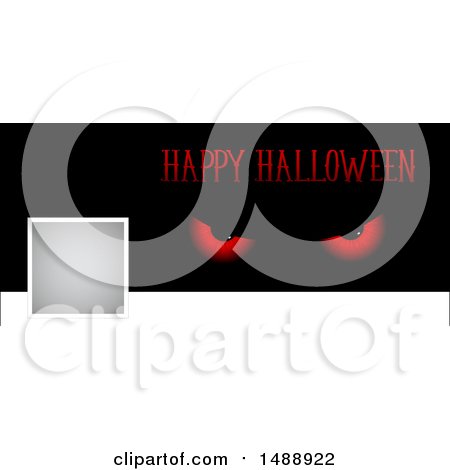Clipart of a Happy Halloween Social Media Banner with Evil Eyes - Royalty Free Vector Illustration by KJ Pargeter