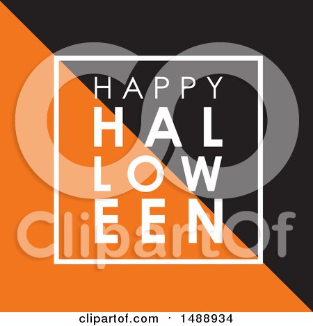 Clipart of a White Black and Orange Happy Haloween Greeting - Royalty Free Vector Illustration by KJ Pargeter