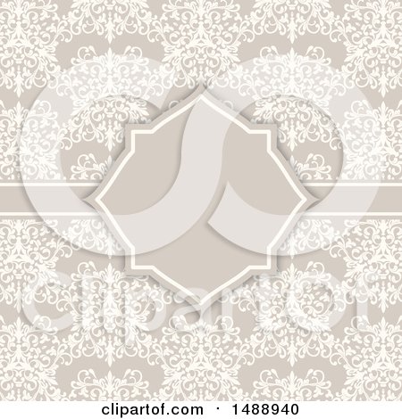 Clipart of a Vintage Damask Floral Wedding Invite Design - Royalty Free Vector Illustration by KJ Pargeter
