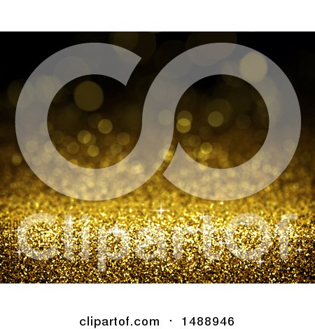 Clipart of a Gold Sparkly Glitter Background - Royalty Free Illustration by KJ Pargeter