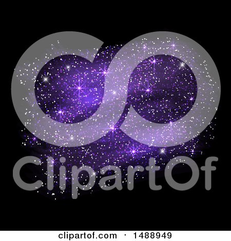 Clipart of a Purple Glitter Dust Design on Black - Royalty Free Vector Illustration by KJ Pargeter