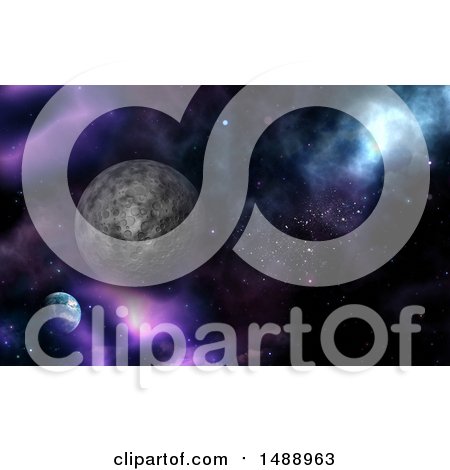 Clipart of a 3d Outer Space and Planets Background - Royalty Free Illustration by KJ Pargeter