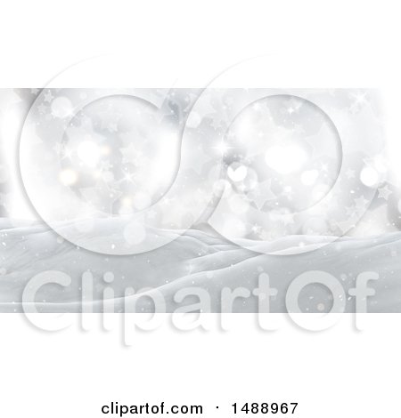 Clipart of a 3d Snowy Background with Stars - Royalty Free Illustration by KJ Pargeter