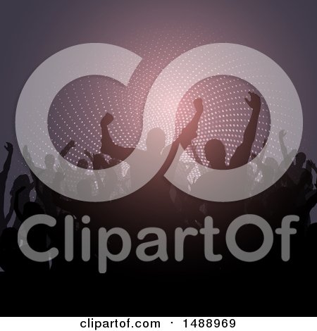 Clipart of a Silhouetted Concert Crowd - Royalty Free Vector Illustration by KJ Pargeter