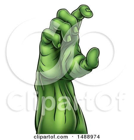Clipart of a Green Zombie Hand - Royalty Free Vector Illustration by AtStockIllustration