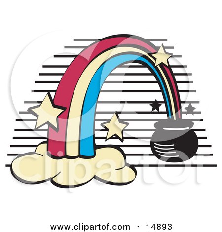 Pot of Gold at the End of a Rainbow Clipart Illustration by Andy Nortnik