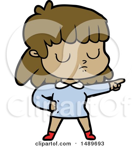 Cartoon Clipart Indifferent Woman Accusing by lineartestpilot