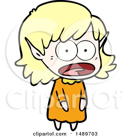Cartoon Clipart Shocked Elf Girl by lineartestpilot