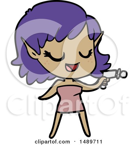 Happy Cartoon Clipart Space Girl with Ray Gun by lineartestpilot