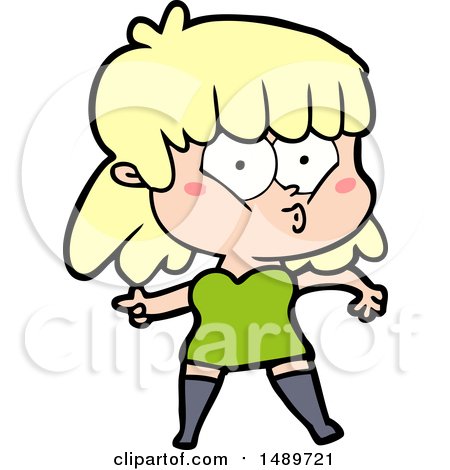 Cartoon Clipart Whistling Girl by lineartestpilot