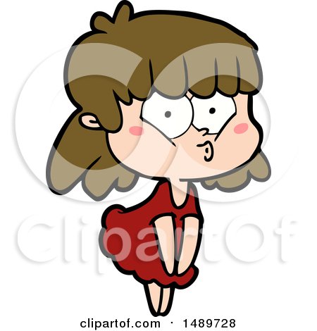 Cartoon Clipart Whistling Girl by lineartestpilot