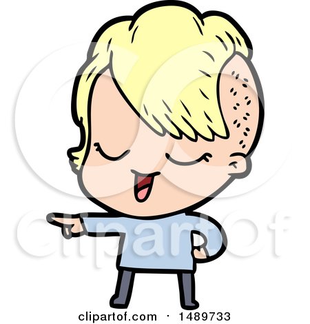 Happy Cartoon Clipart Girl Pointing by lineartestpilot