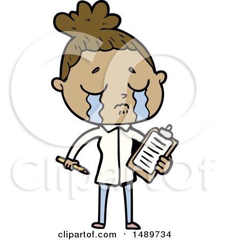 Cartoon Clipart Crying Saleswoman by lineartestpilot