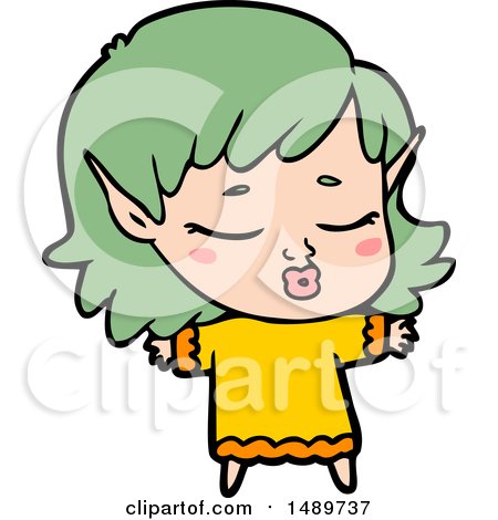 Pretty Cartoon Clipart Elf Girl by lineartestpilot
