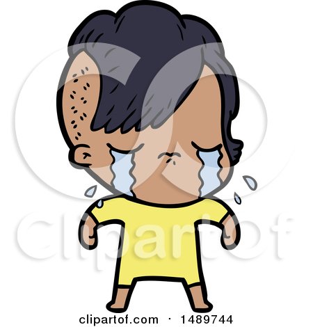 Cartoon Clipart Crying Girl by lineartestpilot