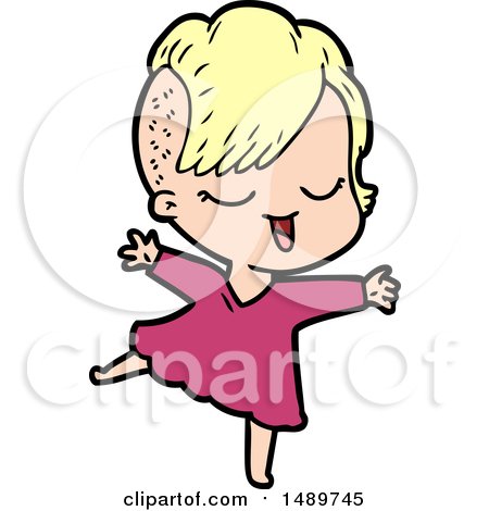 Happy Cartoon Clipart Girl Dancing by lineartestpilot