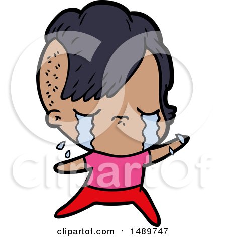 Cartoon Clipart Crying Girl by lineartestpilot