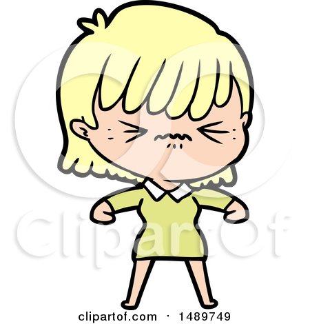 Annoyed Cartoon Clipart Girl by lineartestpilot